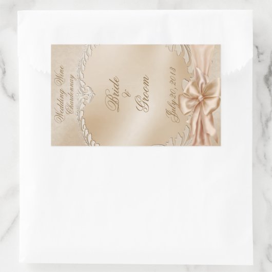 金エレガントのスワン結婚ズのワインラベル 長方形シール (バッグ)