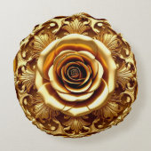 金エレガントのバラと華美装飾枠 ラウンドクッション (裏面)