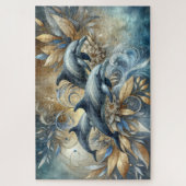 金エレガントのフローラ波とイルカ ジグソーパズル (縦)