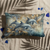 金エレガントのフローラ波とイルカ ランバークッション