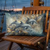 金エレガントのフローラ波とイルカ ランバークッション