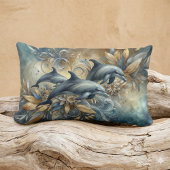 金エレガントのフローラ波とイルカ ランバークッション