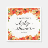 金エレガントのポピーの赤ちゃんシャワー スタンダードカクテルナプキン (正面)