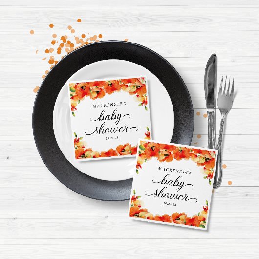 金エレガントのポピーの赤ちゃんシャワー スタンダードカクテルナプキン