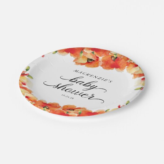 金エレガントのポピーの赤ちゃんシャワー ペーパープレート (アングル)