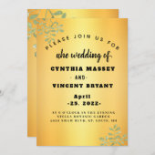 金エレガントのモダン 招待状 (正面/裏面)