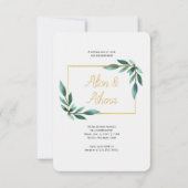 金エレガントのユーカリ葉グリー 招待状 (正面)
