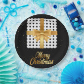 金エレガントのリボンと水玉模様 ペーパープレート (パーティー)