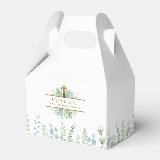 金エレガントの十字架と緑、宗教イベント フェイバーボックス (裏面サイド)