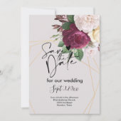 金エレガントの幾何学模様は日付を保存 招待状 (正面)