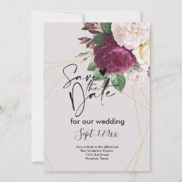 金エレガントの幾何学模様は日付を保存 招待状