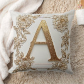 金エレガントの手紙A繊細な花 クッション (ブランケット)