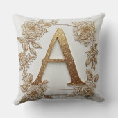 金エレガントの手紙A繊細な花 クッション (裏面)
