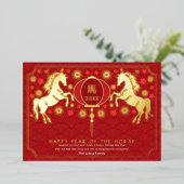 金エレガントの新中国の年 箔シーズンカード (立ち正面)