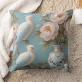 金エレガントの枝に白い鳥と牡丹 クッション (ブランケット)