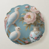 金エレガントの枝に白い鳥と牡丹 ラウンドクッション (裏面)