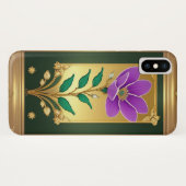 金エレガントの枠に紫の花を描いた作品 Case-Mate iPhoneケース (裏面(横))