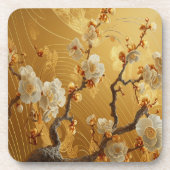金エレガントの梅日本の木 コースター (正面)
