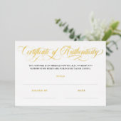 金エレガントの渦巻き真正性証明書 箔招待状 (立ち正面)