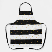 金エレガントの紙吹雪オン白黒ストライプの エプロン (正面)