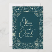 金エレガントの花を手描き。ウェディング 招待状 (裏面)