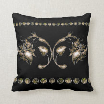 金エレガントの花ブラックスタイリッシュ装飾用クッション