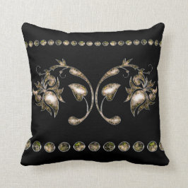 金エレガントの花ブラックスタイリッシュ装飾用クッション クッション