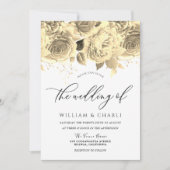 金エレガントの花四季結婚の 招待状 (正面)