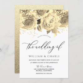 金エレガントの花四季結婚の 招待状