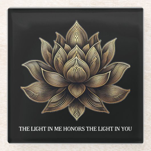 金エレガントの蓮の花私の光… ガラスコースター (正面)