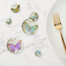 金エレガントの蝶の名パーソナライズされた前日付 コンフェッティ