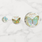 金エレガントの蝶の名パーソナライズされた前日付 コンフェッティ (正面)