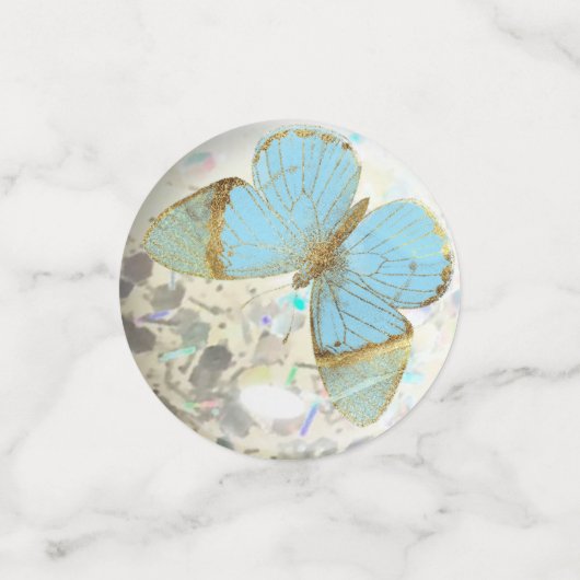 金エレガントの蝶の名パーソナライズされた前日付 コンフェッティ (スモール正面)