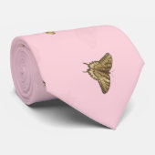 金エレガントの蝶ピンクのパターン ネクタイ (ロール)