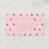 金エレガントの蝶ピンクのパターン 名刺 (正面)