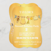 金エレガントの誕生祝い 招待状 (正面/裏面)