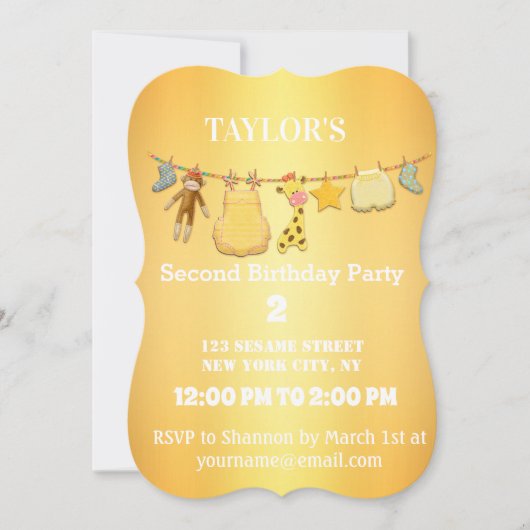 金エレガントの誕生祝い 招待状 (正面)