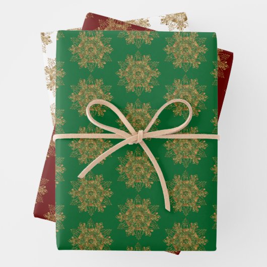 金エレガントの雪きらめく片 ラッピングペーパーシート (インサイチュ)