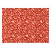 金エレガントの雪片ラバレッドクリスマス テーブルクロス (正面(横))