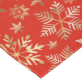 金エレガントの雪片ラバレッドクリスマス テーブルクロス (アングル)