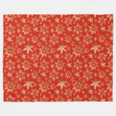 金エレガントの雪片ラバレッドクリスマス フリースブランケット (正面(横))