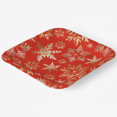 金エレガントの雪片ラバレッドクリスマス ペーパープレート (傾斜あり)