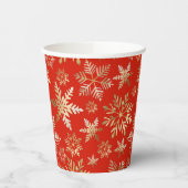 金エレガントの雪片ラバレッドクリスマス 紙コップ (左)