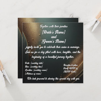 金エレガントターコイズ結婚式招待状 招待状