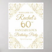 金エレガントデザイン誕生日パーティー歓迎サイン ポスター (正面)