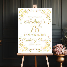 金エレガントデザイン誕生日パーティー歓迎サイン ポスター