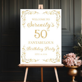金エレガントデザイン誕生日パーティー歓迎サイン ポスター