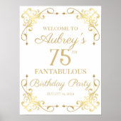 金エレガントデザイン誕生日パーティー歓迎サイン ポスター (正面)