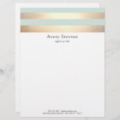 金エレガントフェイクストライプの箔ライトブルー レターヘッド (正面/裏面)