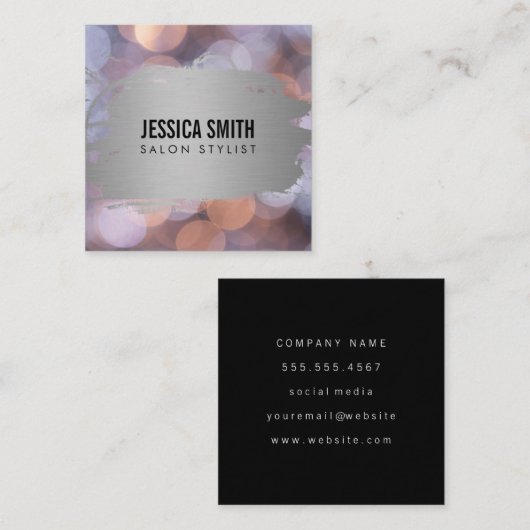 金エレガントフェイク属ブラッシング |《写真》ぼけ味 スクエア名刺 (正面/裏面)